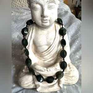Dark Green Beaded Necklace - adjustable